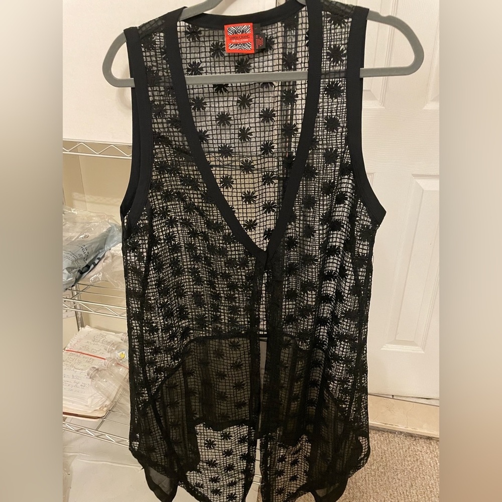 SIMON CHANG Sheer Black Vest